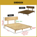 Kimmy Solid Wood Bed Frame Single, Super Single, Queen, King Size - w/ Mattress Option
