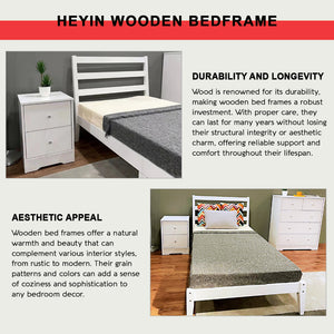 Heyin Single Wooden Bed Frame with Underbed Clearance for Extra Storage - with Mattress Option