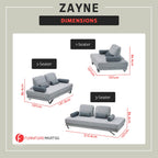 Zayne 1/2/3-Seater Sofa Set Pet Friendly Fabric Scratch-Resistant Stain-Proof in Grey Colour