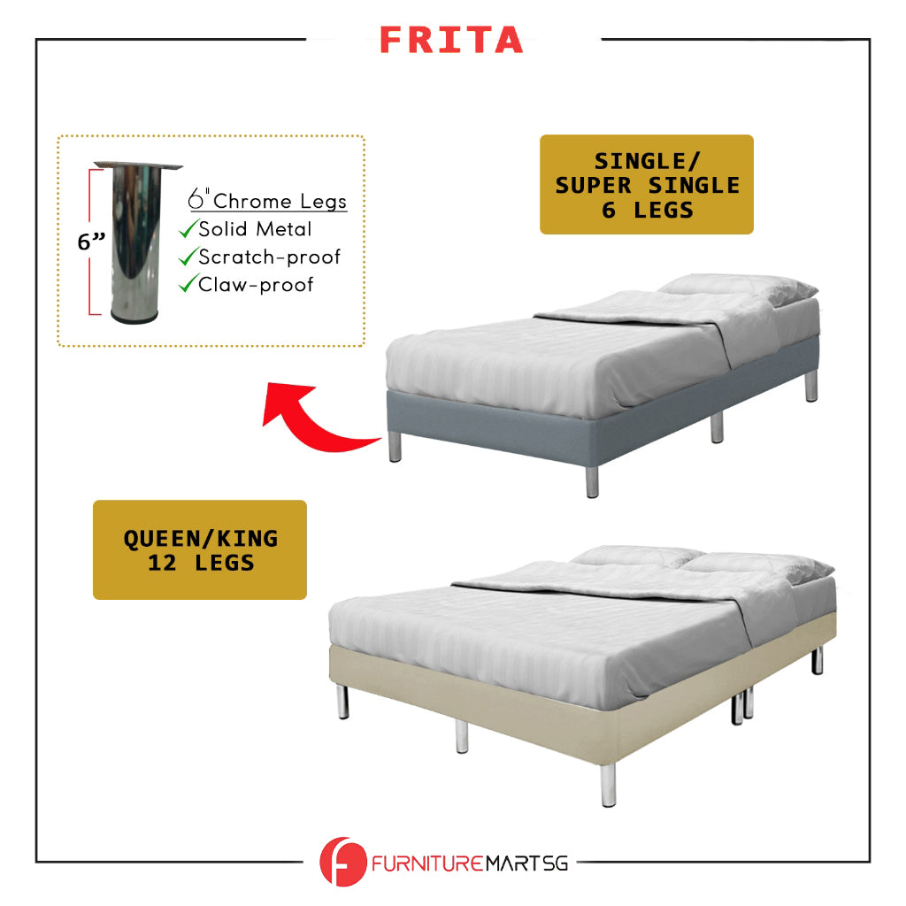 Frita Divan Bed Frame Pet Friendly Scratch-Resistant Fabric 12 Colours - All Sizes Available