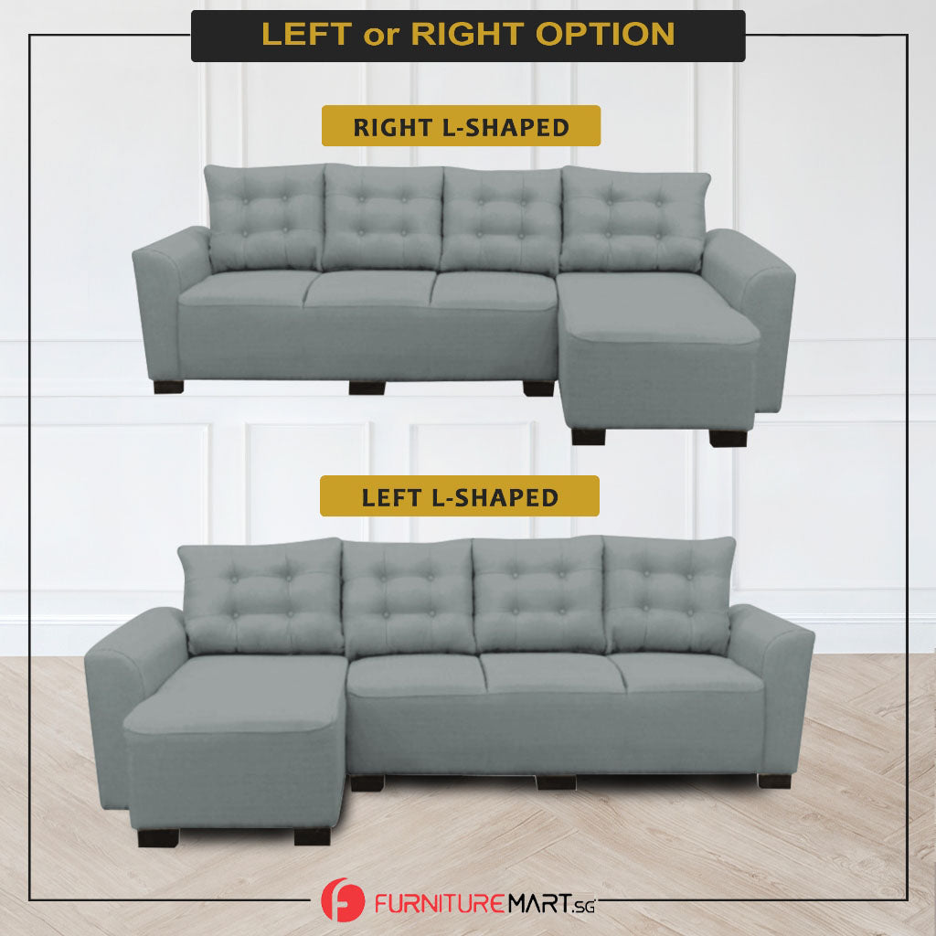 Bethy 4-Seater L-Shaped Sofa with Chaise High Density Foam w/ PetFriendly Options