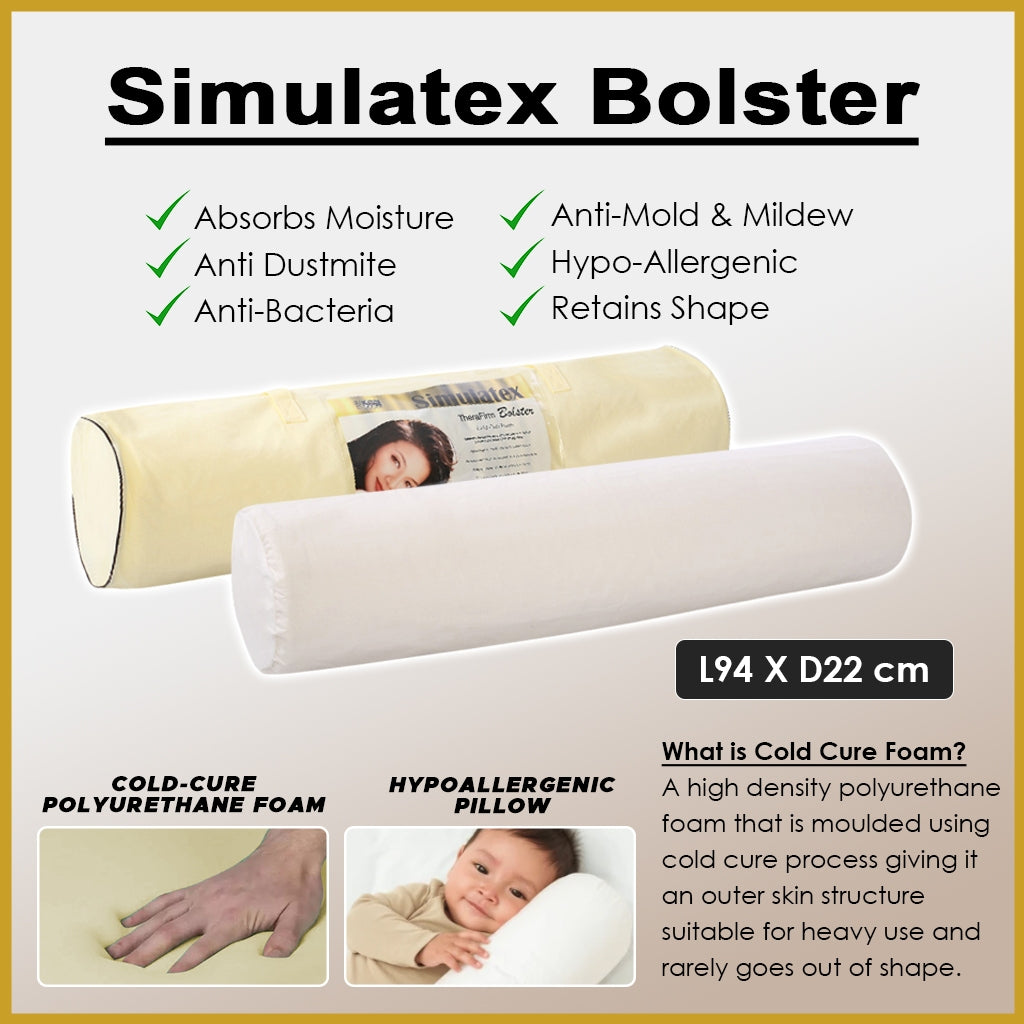 King Koil Hotel Grade Bolster Collection - Simulatex Bolster, Firm Support for Neck and Spine.