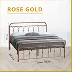 Rosie Queen Size Metal Bed Frame in White, Black, Rose Gold - W/ Mattress Option