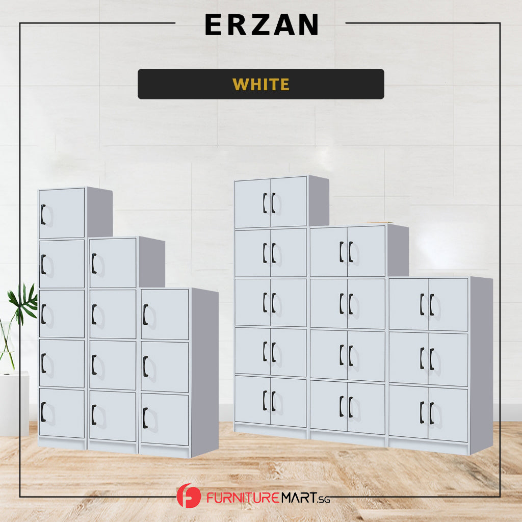 Erzan Series Single and Double Door Cabinet Bookshelf Storage w/lock in 6 Colours