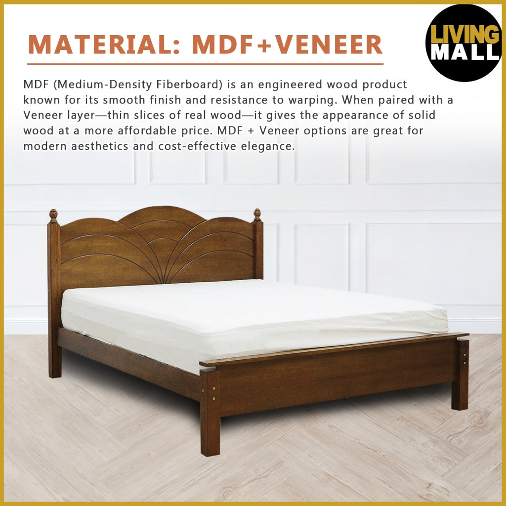 Wella Wooden Bedframe Queen Size In 2 Colours with Mattress Option - MDF+Veneer Wood