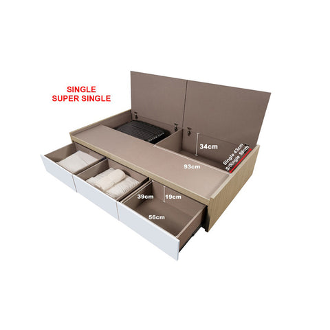 Image of Talin Drawers Storage Bed Frame / Fully Laminated Eco Board with Headboard in 6 Colour Options