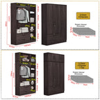 Britain Series 1/2/3/4/5 Doors Tall Wardrobe with Drawers and Top Cabinet in Black Walnut