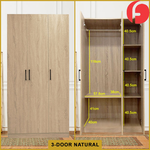Image of Percy Premium 2 Feet 2 Doors Wardrobe Laminated Back Panel - Free Install