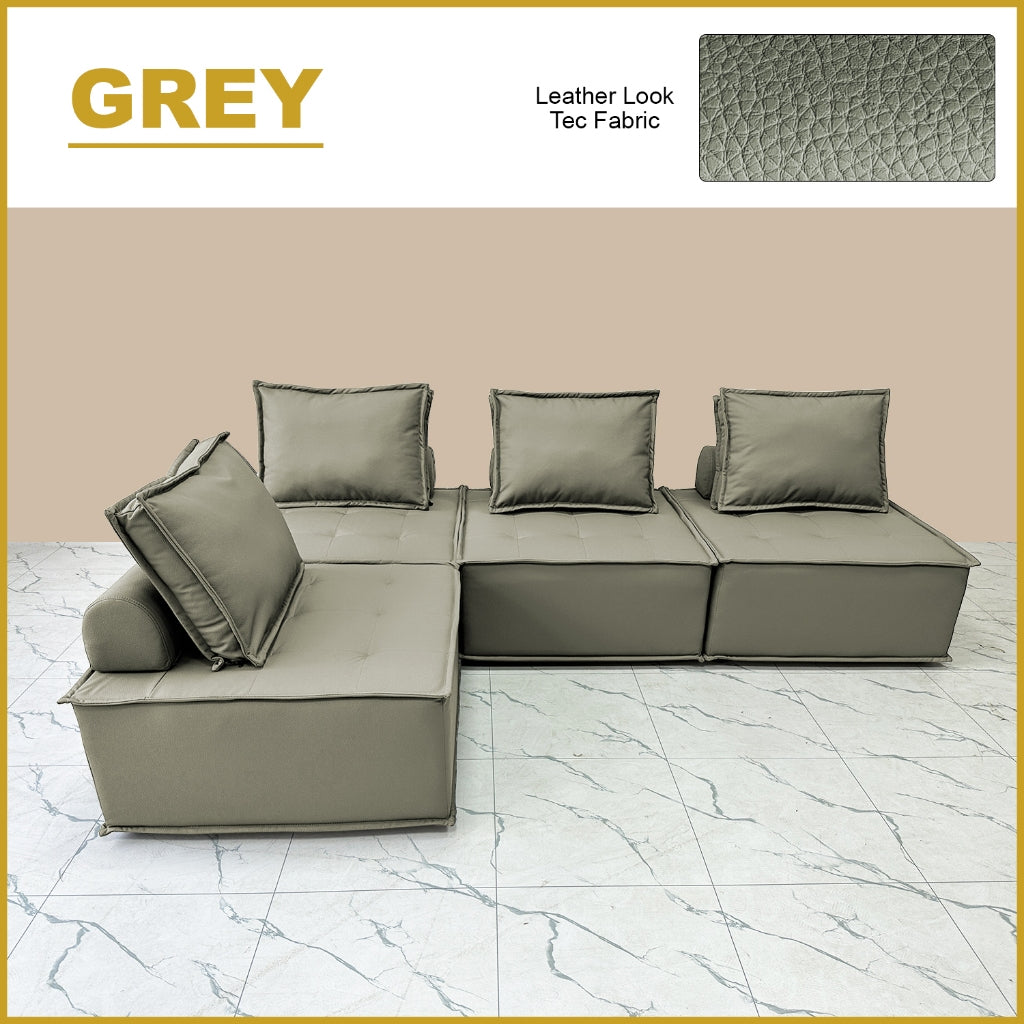 Nikah 1/2/3-Seater L-Shape Sofa Pet-Friendly Scratch Resistant Leather Look Tec Fabric