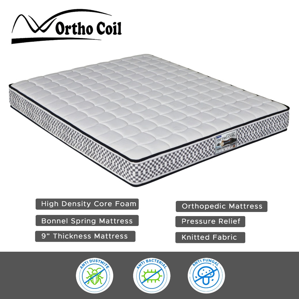 Ortho Coil 9"/11" Bonnel Spring Mattress Euro Supreme & Hotel Premier - All Sizes