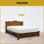 Mikky Wooden Bedframe Queen Size In Oak Colour with Mattress Option - MDF+Veneer Wood