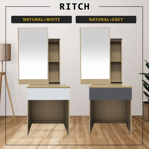 Ritch Dressing Table With Free Stool Laminated Smooth Gliding Drawer In 6 Colours