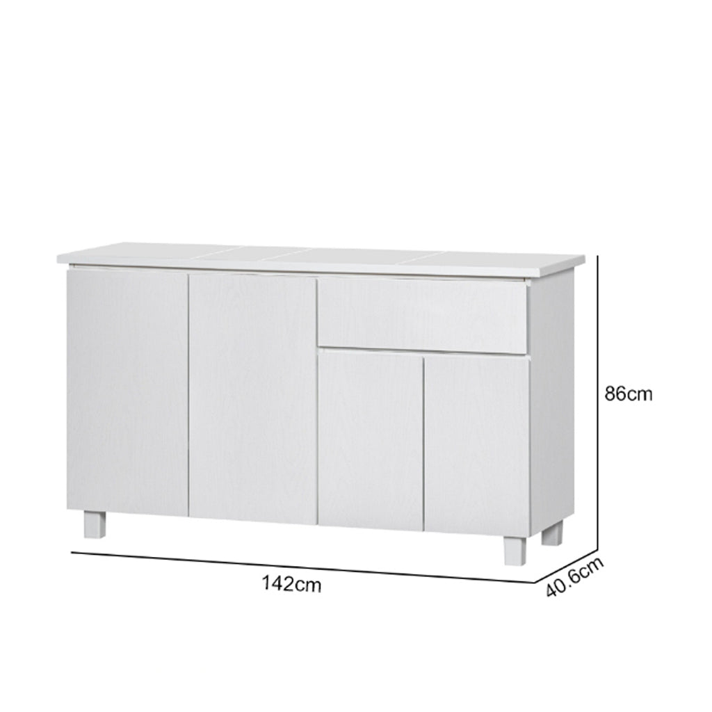 Deena Series 4/4-Door Kitchen Cabinet with Drawers in White Colour