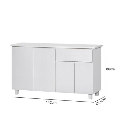 Image of Deena Series 4/4-Door Kitchen Cabinet with Drawers in White Colour