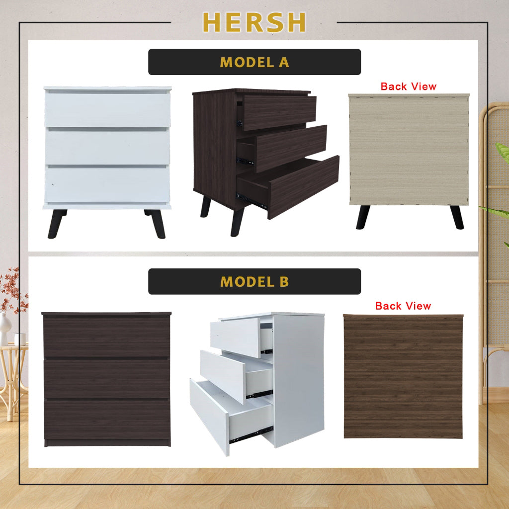 Hersh Premium Chest of Drawers Collection CARB-P2 Certified Board Full Laminated Back Panel in 6 Colours