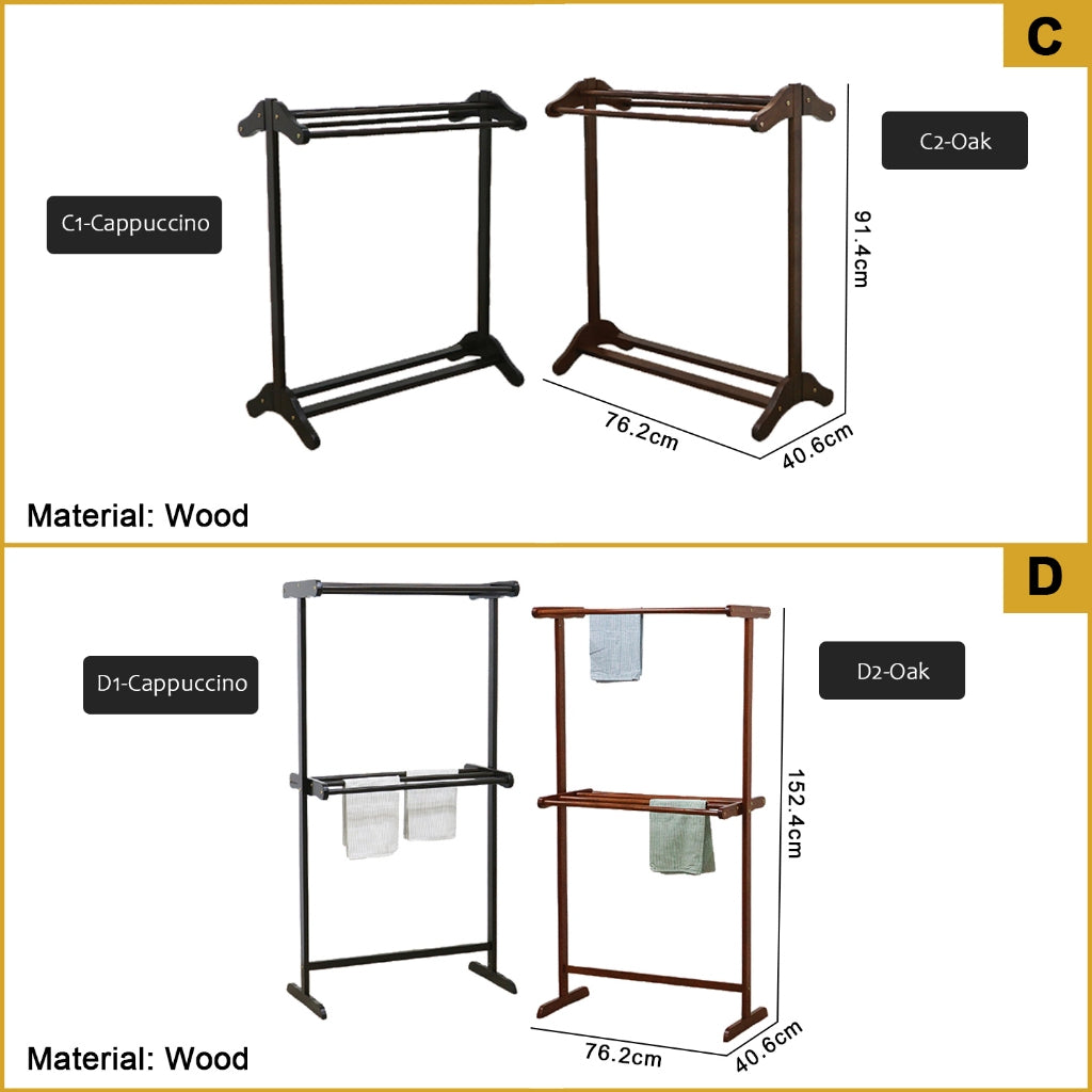 Siera Clothing Towel Rack Metal/Wood Material in 6 Models Available