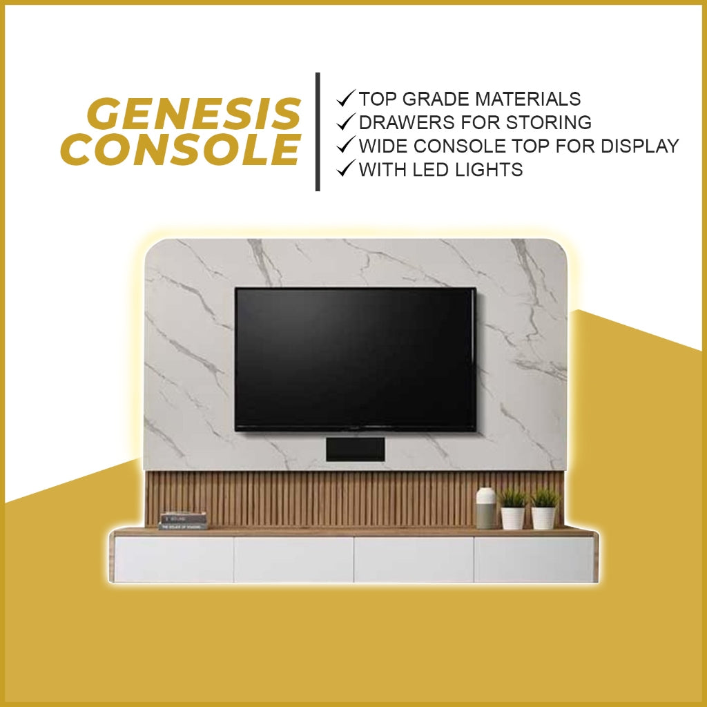 Genesis 6FT Hanging TV Console Floating with LED Backlight with Drawers