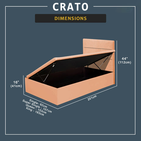 Image of Crato 16" SBD Lift Up Storage Bed Base Bedframe - Pet-Friendly Option / Mattress Option