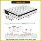 Diomire 13.5" Black Royale Mattress Pocketed Spring Mattress High Density - All Size