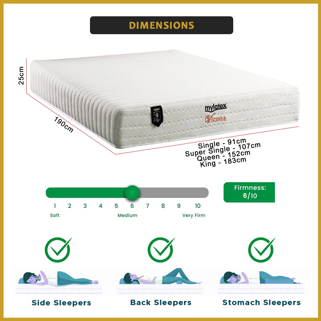 MyLatex VIENNA 10" Natural Pinhole Latex Mattress Orthopedic - All Sizes Available
