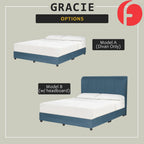 Gracie Divan Bed Frame with Foam Padded Headboard w/ Mattress - All Sizes Available