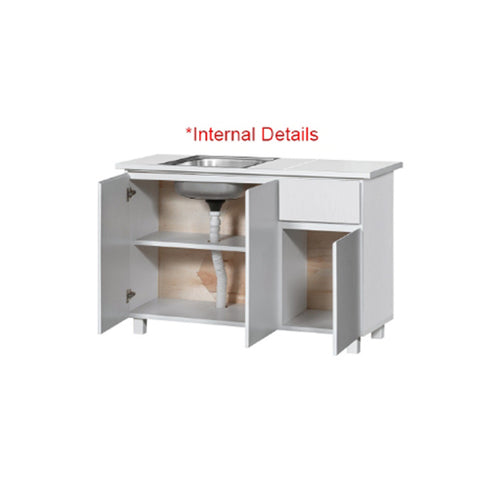 Image of Deena Series 5/3-Door Kitchen Cabinet with Drawers w/ Sink in White Colour