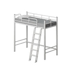 Laura Single Metal Bunk Bed Frame or Loft Bed Style in White Colour - with Mattress