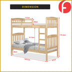 Lincy Single  Bunk Bed Double Decker Bed Frame Solid Rubberwood