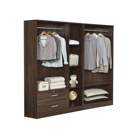 Image of Berlin Series 5 Door with 2 Drawers Soft Closing Wardrobe in Columbia Walnut Colour