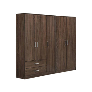 Berlin Series 5 Door with 2 Drawers Soft Closing Wardrobe in Columbia Walnut Colour