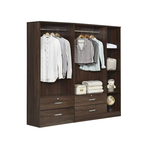 Image of Berlin Series 5 Door with 4 Drawers Soft Closing Wardrobe in Columbia Walnut Colour
