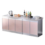 Greta Stainless Steel Top Kitchen Cabinet with Tempered Glass 5-Doors