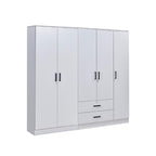 Moira CARB-P2 Certified Board 2-5 Doors  Scratch-Resist Wardrobe w/ Drawers White Colour