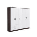Rome Series 1/2/3/4/5 Doors Tall Wardrobe with Drawers and Top Cabinet in Walnut+White