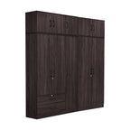 Britain Series 1/2/3/4/5 Doors Tall Wardrobe with Drawers and Top Cabinet in Black Walnut