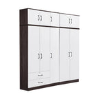 Rome Series 1/2/3/4/5 Doors Tall Wardrobe with Drawers and Top Cabinet in Walnut+White