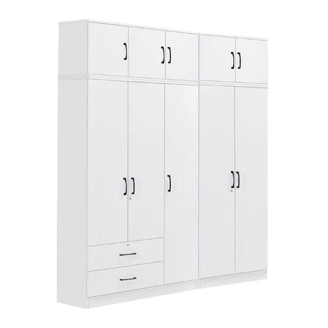 Image of Cyprus Series 5 Door Tall Wardrobe with 2 Drawers and Top Cabinet in Full White Colour