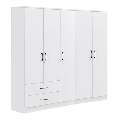 Image of Cyprus Series 5 Door Wardrobe with 2 Drawers in Full White Colour