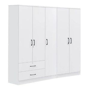 Cyprus Series 5 Door Wardrobe with 2 Drawers in Full White Colour