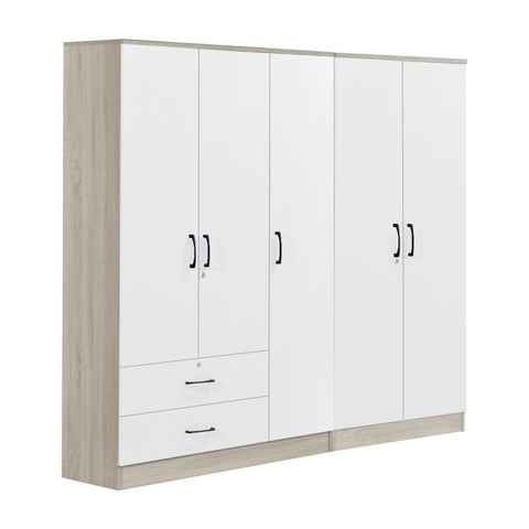 Image of Poland Series 5 Door Wardrobe with 2 Drawers in Ivory & White Colour