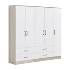 Poland Series 5 Door Wardrobe with 4 Drawers in Ivory & White Colour