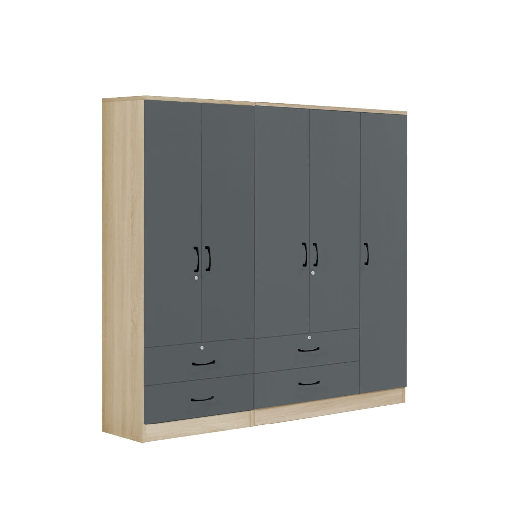 Florence Series 1/2/3/4/5 Doors Tall Wardrobe with Drawers and Top Cabinet in Natural