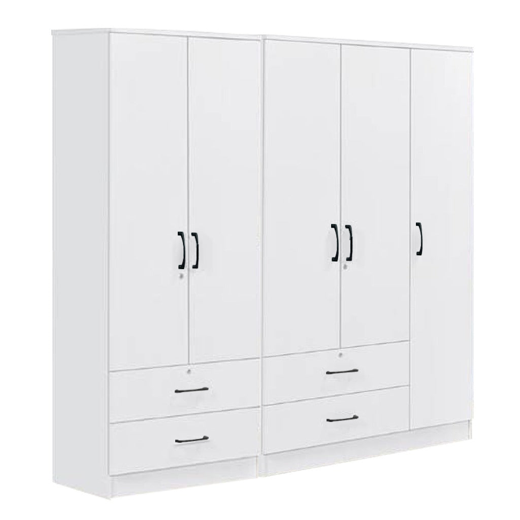 Cyprus Series 5 Door Wardrobe with 4 Drawers in Full White Colour