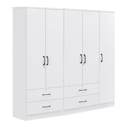 Image of Cyprus Series 5 Door Wardrobe with 4 Drawers in Full White Colour