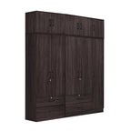 Britain Series 1/2/3/4/5 Doors Tall Wardrobe with Drawers and Top Cabinet in Black Walnut