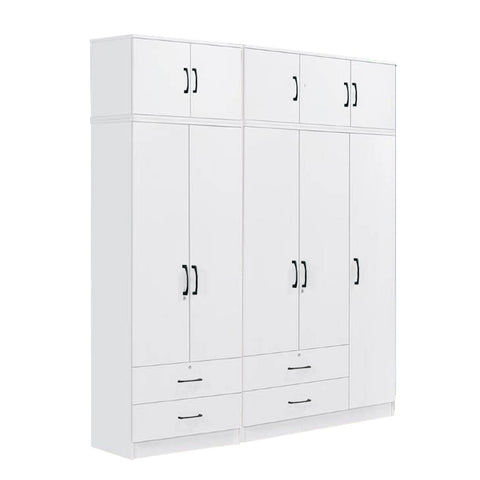 Image of Cyprus Series 5 Door Tall Wardrobe with 4 Drawers and Top Cabinet in Full White Colour