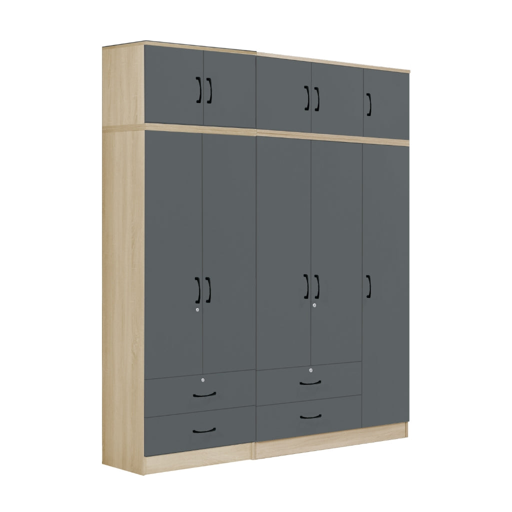 Florence Series 1/2/3/4/5 Doors Tall Wardrobe with Drawers and Top Cabinet in Natural