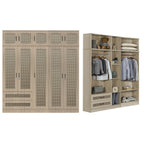 CROATIA Series 1/2/3/4/5 Doors Wardrobe Rattan Design with Drawers and Top Cabinet