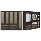 CROATIA Series 1/2/3/4/5 Doors Wardrobe Rattan Design with Drawers and Top Cabinet