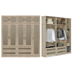 CROATIA Series 1/2/3/4/5 Doors Wardrobe Rattan Design with Drawers and Top Cabinet